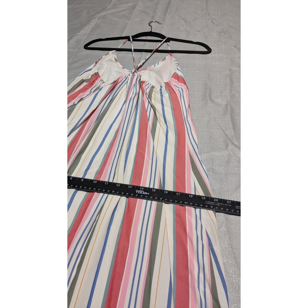 Old Navy Women's Multi Stripe V-Neck Maxi Shift Dress Cross Back Strap Medium - Picture 9 of 12